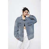 Unisex Jacket Retro Washed Overalls Men and Women Couple Loose Denim Jacket